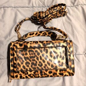 Leopard Clutch with Crossbody Strap